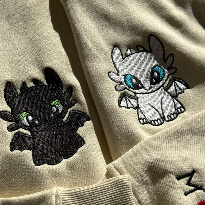 Cute Cat Duo | Couples | Embroidered Hoodie