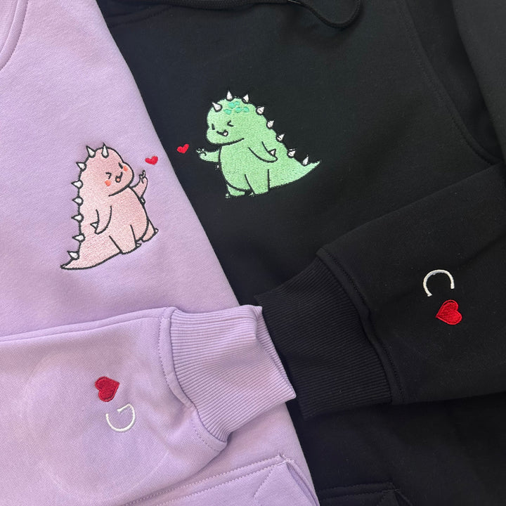 Dinosaurs Duo | Couples | Embroidered Hoodie