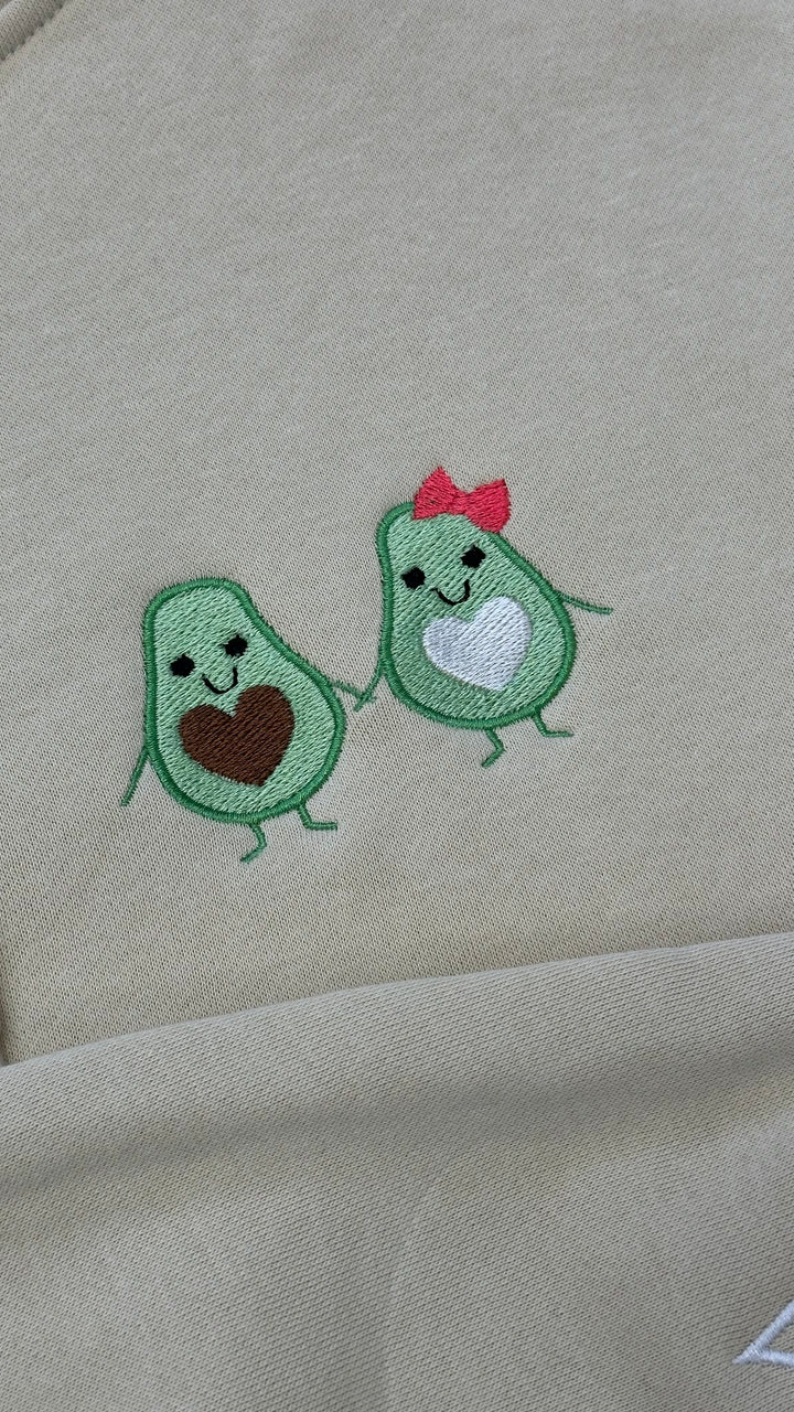 Avocado Duo | Couples | Embroidered Hoodie