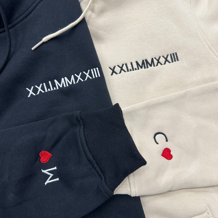 Date Roman Numerals | Couples | Embroidered Hoodie