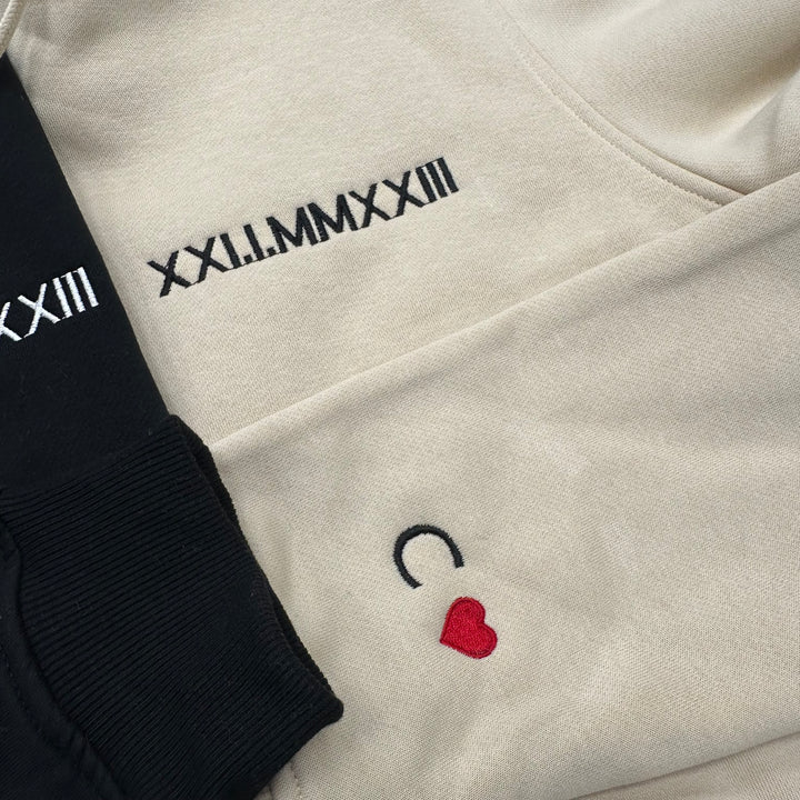 Date Roman Numerals | Couples | Embroidered Hoodie