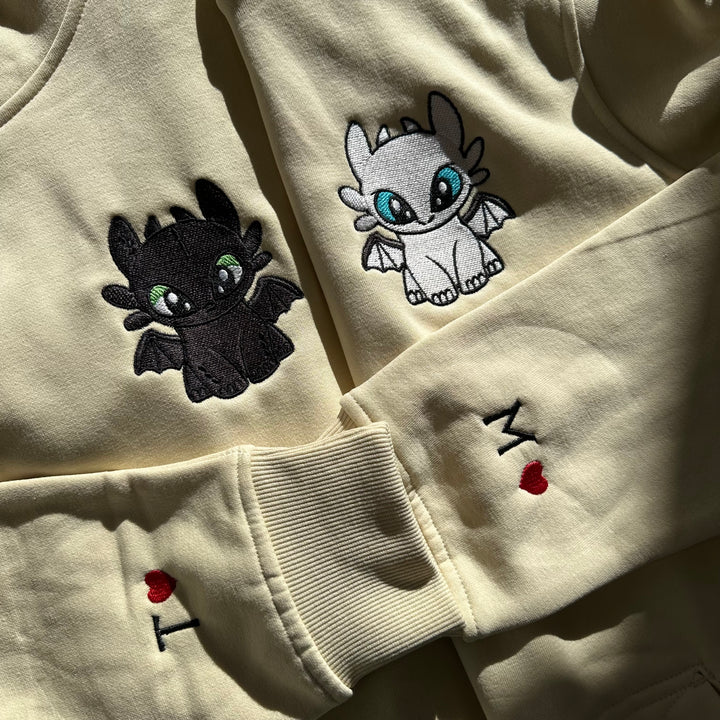 Cute Cat Duo | Couples | Embroidered Hoodie