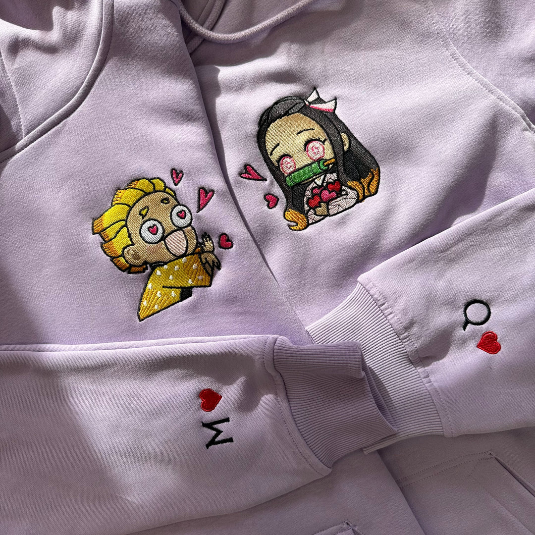 Zenitsu &amp; Nezuko | Couples | Embroidered Hoodie